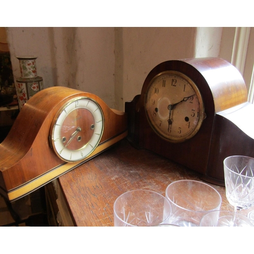 Two Archtop Mantle Clocks Widest Approximately 12 Inches Wide