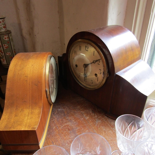 30 - Two Archtop Mantle Clocks Widest Approximately 12 Inches Wide