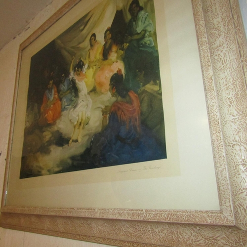 34 - Vintage Fine Art Print Clemente Arogenese Flamenco Dancers Signed Approximately 20 Inches High x 24 ... 