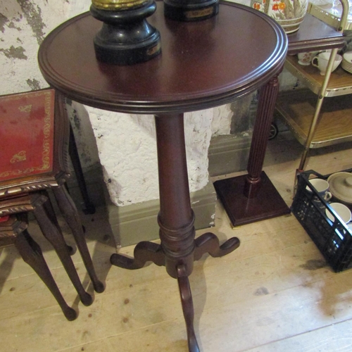 35 - Mahogany Circular Form Occasional Table Tripod Supports Approximately 14 Inches Diameter x 32 Inches... 