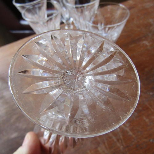 48 - Set of Six Waterford Crystal Sherry Glasses Pedestal Form Each Approximately 5 Inches High
