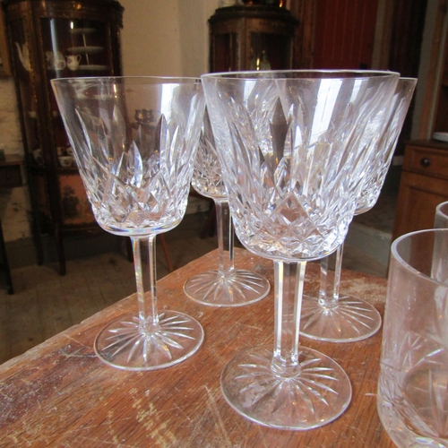 49 - Four Waterford Cystal Pedestal Form Wine Glasses and Two Whiskey Tumblers Six in Lot