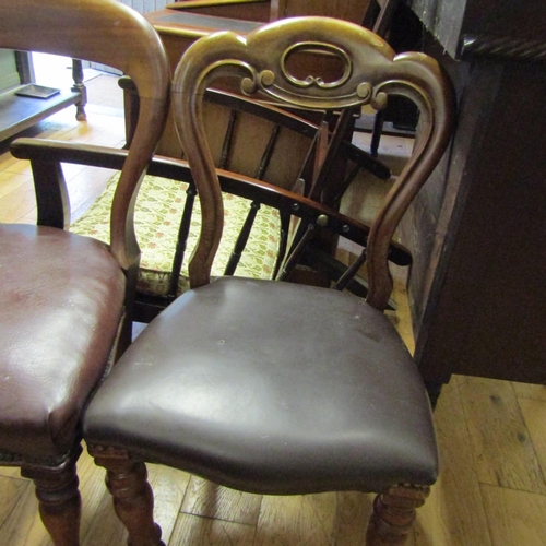 55 - Two Victorian Mahogany Leather Upholstered Chairs