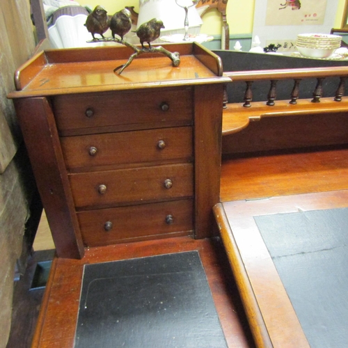 56 - Victorian Mahogany Dicken's Desk with Inset Leather Writing Surface Above Nine Drawers Twin Pedestal... 