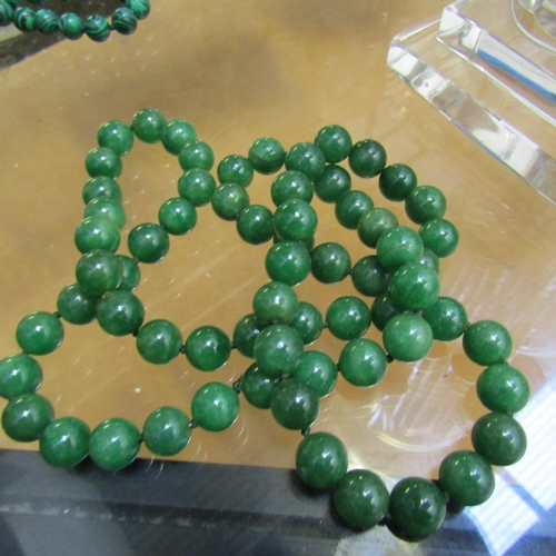 Polished Jade Bead Necklace Single Strand Approximately 80cm Long