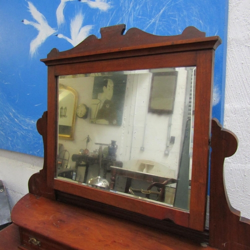 63 - Antique Mahogany Dressing Chest Inset Mirrored Plate Above Two Short Three Long Drawers Chest Approx... 