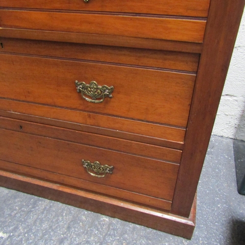 63 - Antique Mahogany Dressing Chest Inset Mirrored Plate Above Two Short Three Long Drawers Chest Approx... 