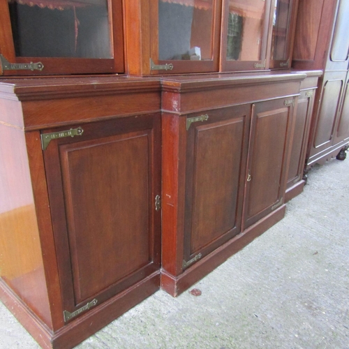 65 - Imposing Victorian Mahogany Four Door Breakfront Library Bookcase with Upper Finial Decoration Appro... 