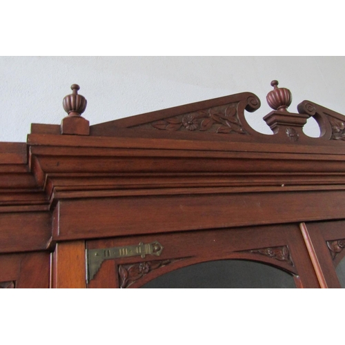 65 - Imposing Victorian Mahogany Four Door Breakfront Library Bookcase with Upper Finial Decoration Appro... 