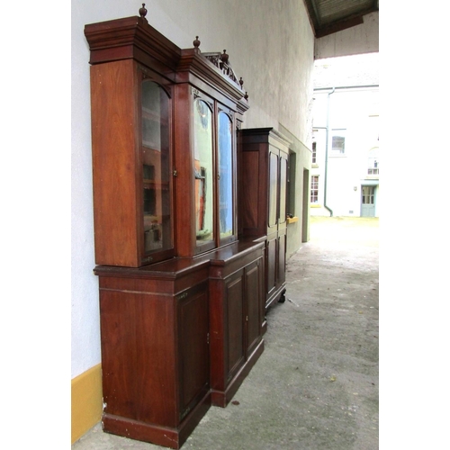 65 - Imposing Victorian Mahogany Four Door Breakfront Library Bookcase with Upper Finial Decoration Appro... 