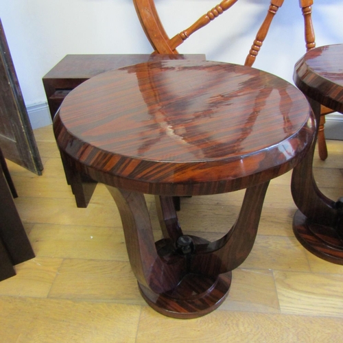 Rosewood Circular Form Occasional or End Table Shaped Form Base Approximately 20 Inches Diameter x 25 Inches High