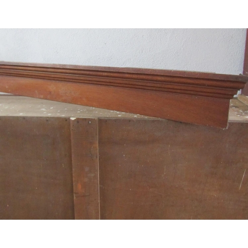 67 - Antique Mahogany Two Door Bookcase One Glass Panel Broken For Repair Upper Pediment Side Parts Lacki... 