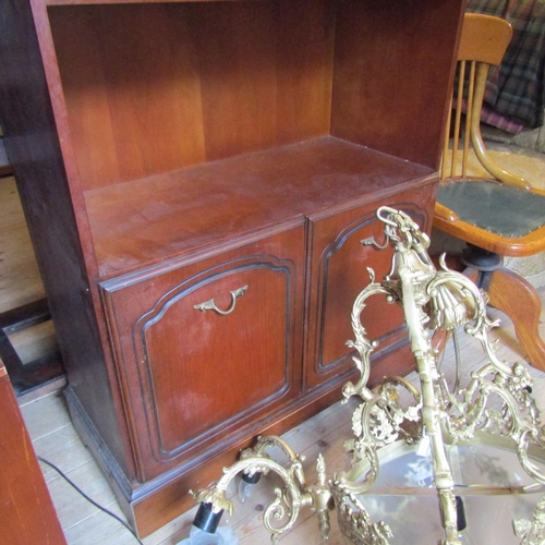 79 - Mahogany Open Form Side Cabinet Cupboard Base Twin Door Approximately 44 Inches Wide x 6ft 8 Inches ... 