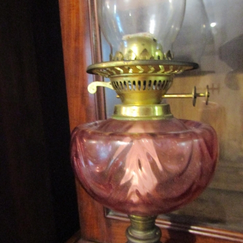 8 - Victorian Oil Lamp Ruby Glass Well Lamp Approximately 25 Inches High