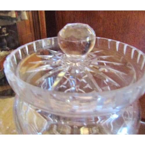 87 - Waterford Crystal Sweet Jar with Original Cover Approximately 6 Inches High