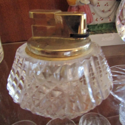 90 - Waterford Crystal Pedestal Form Salt Shaker and Table Lighter Two Pieces in Lot