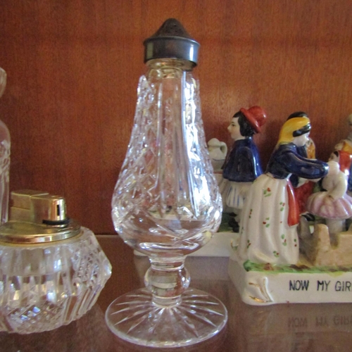 90 - Waterford Crystal Pedestal Form Salt Shaker and Table Lighter Two Pieces in Lot