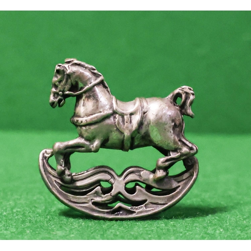 Silver Rocking Horse Novelty Figure Attractively Detailed Approximately 2 Inches Wide