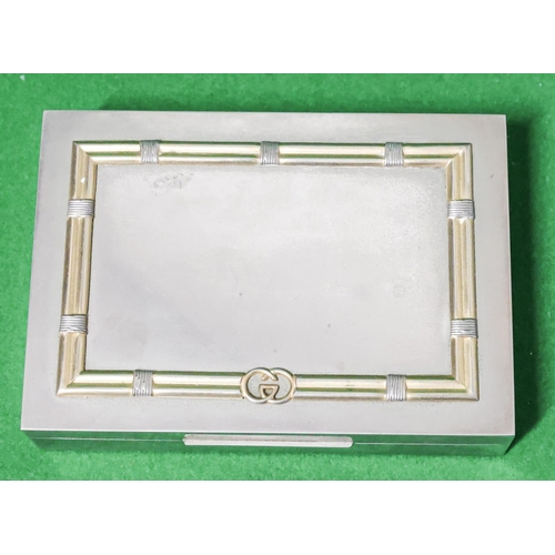 Gucci Cigarette Box Rectangular Form Hinged Cover Gilded Decoration Signed with Gucci Monogram to Side and Stamped Gucci to Side Circa 1980