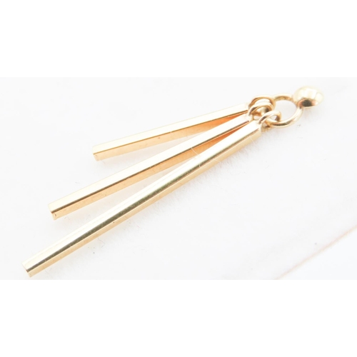 101 - Pair of 9 Carat Yellow Gold Three Bar Drop Earrings Each 3cm Drop