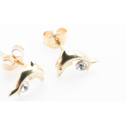 103 - Pair of 9 Carat Yellow Gold Dolphin Motf Earrings