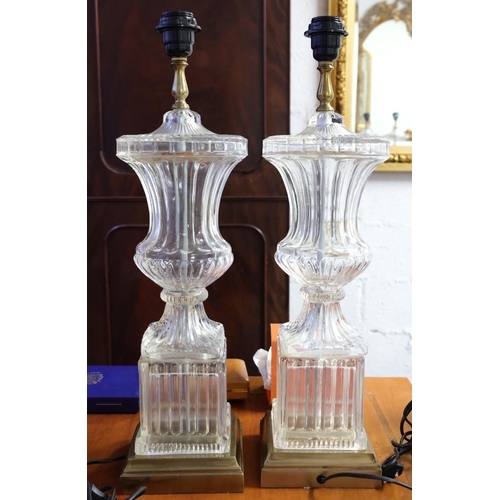 Pair of Ormolu Set Crystal Table Lamps Each Electrified Working Order Good Original Condition Each Approximately 70 cm High