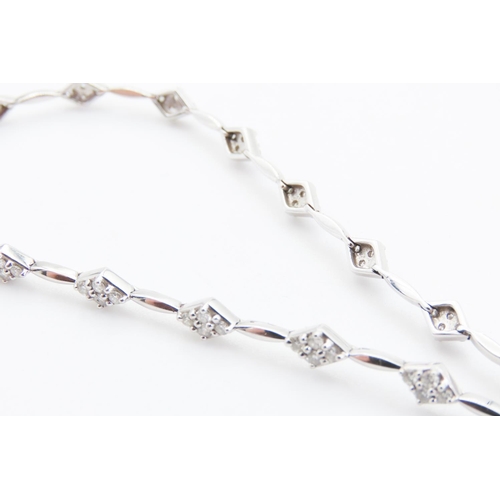 104 - Diamond Set Ladies Bracelet Attractively Detailed Mounted in 18 Carat White Gold 19cm Long Total Dia... 