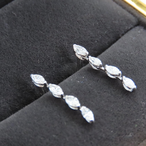 105 - Pair of Marquise Cut Diamond Set Ladies Drop Earrings Mounted in 18 Carat White Gold Total Diamond C... 