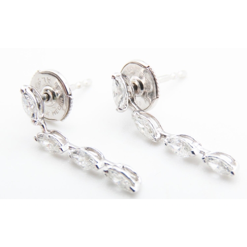 105 - Pair of Marquise Cut Diamond Set Ladies Drop Earrings Mounted in 18 Carat White Gold Total Diamond C... 