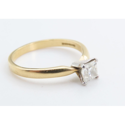 106 - Square Brilliant Cut Diamond Solitaire Ring Mounted on18 Carat Yellow Gold Band Total Diamond Carat ... 