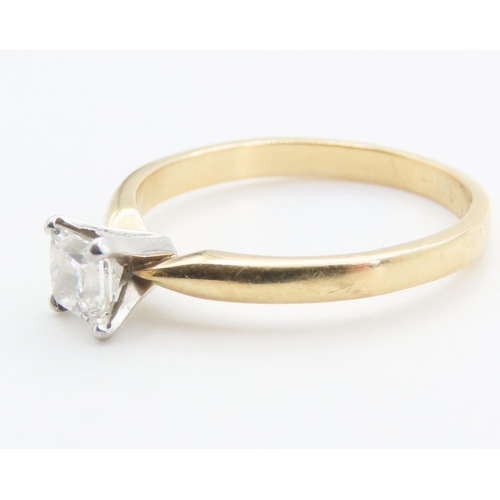 106 - Square Brilliant Cut Diamond Solitaire Ring Mounted on18 Carat Yellow Gold Band Total Diamond Carat ... 