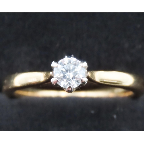 107 - Round Brilliant Cut Diamond Solitaire Ring Mounted on 18 Carat Yellow Gold Total Diamond Carat Weigh... 