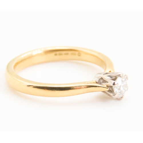 107 - Round Brilliant Cut Diamond Solitaire Ring Mounted on 18 Carat Yellow Gold Total Diamond Carat Weigh... 