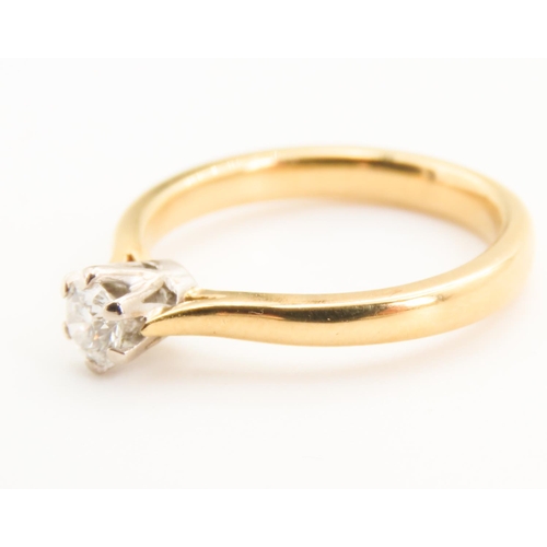 107 - Round Brilliant Cut Diamond Solitaire Ring Mounted on 18 Carat Yellow Gold Total Diamond Carat Weigh... 