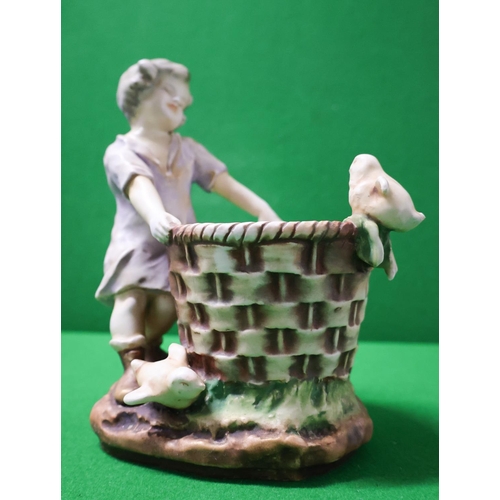 1079 - Royal Dux Porcelain Bowl Figural Decoration Attractively Detailed Approximately 25 cm High