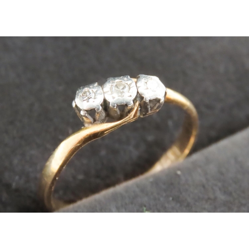 108 - Ladies Three Stone Diamond Ring Mounted in 18 Carat Yellow Gold Ring Size O