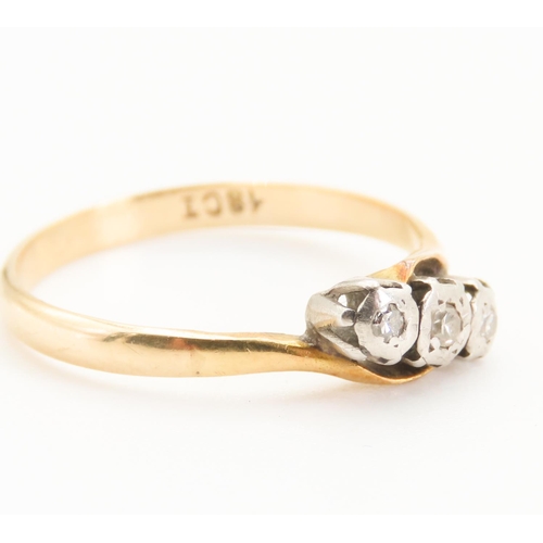 108 - Ladies Three Stone Diamond Ring Mounted in 18 Carat Yellow Gold Ring Size O