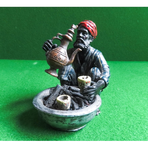 Austrian Bronze Cold Painted Figure of Market Cellar Approximately 9 cm High