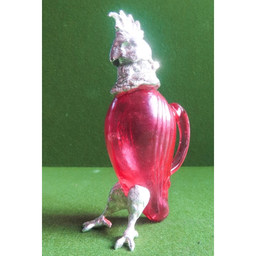 Claret Motif Ruby Crystal Spirit Decanter Attractively Detailed Hinged Cover Approximately 18 cm High