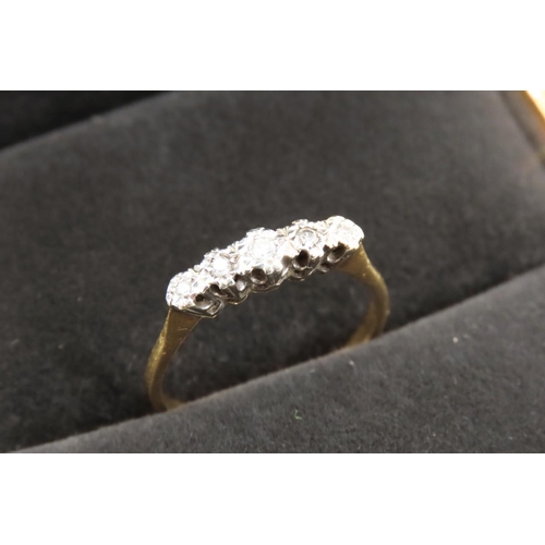 Five Stone Ladies Diamond Ring Rub over Setting Mounted on 18 Carat Yellow Gold Ring Size S