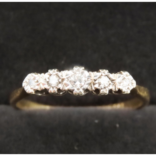 109 - Five Stone Ladies Diamond Ring Rub over Setting Mounted on 18 Carat Yellow Gold Ring Size S