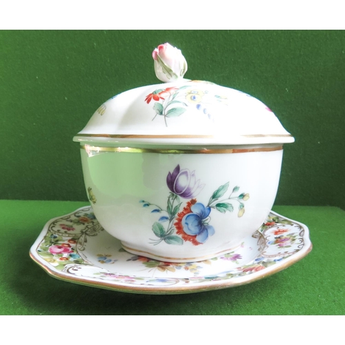 Fine Porcelain Bowl and Cover Floral and Gilt Decoration Continental Paste Porcelain and Another Dish Finely Detailed Two Pieces in Lot