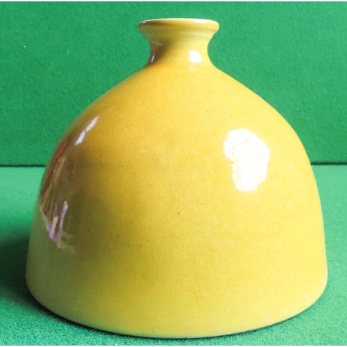 Chinese Imperial Yellow Ground Porcelain Desk Jar Unusual Form Approximately 14 cm Diameter