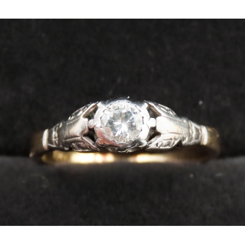 112 - Diamond Solitaire Ring Set in 18 Carat White Gold Rub over Setting  Mounted on 18 Carat Yellow Gold ... 