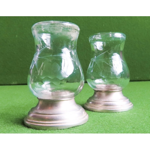Pair of Silver Mounted Crystal Table Salts by Alvin Each Approximately 8 cm High