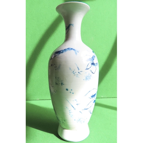 Crayfish Decorated Blue and White Eastern Porcelain Vase Approximately 34 cm High Signed Characters to Base