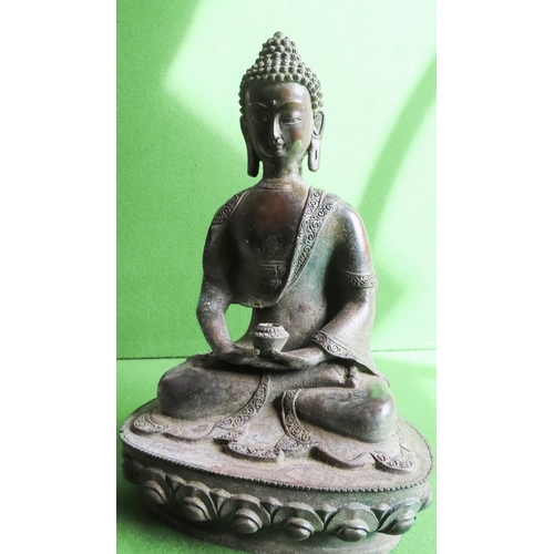 Temple Deity Bronze Buddha Seated Position Approximately 28 cm High