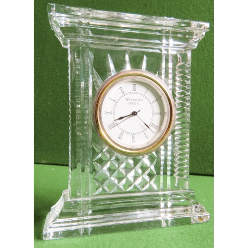 Waterford Crystal Table Clock Roman Numeral Decorated Dial Approximately 20 cm High
