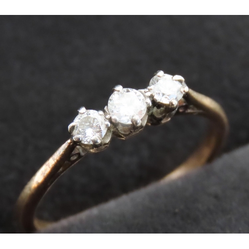 117 - Three Stone Diamond Ring Basket Set in Platinum Mounted on 18 Carat Yellow Gold Ring Size M