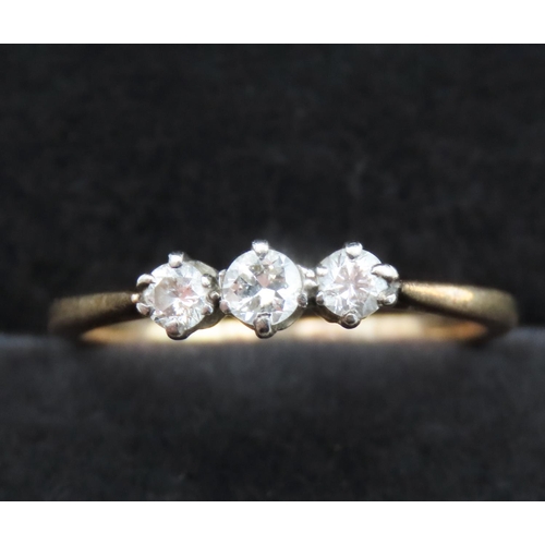 117 - Three Stone Diamond Ring Basket Set in Platinum Mounted on 18 Carat Yellow Gold Ring Size M